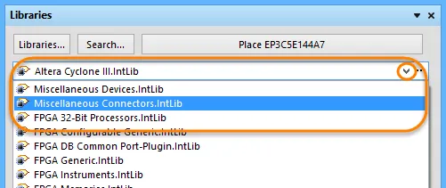 ドロップダウン矢印をクリックしてライブラリを選択します。 ドロップダウン矢印をクリックしてライブラリを選択します。